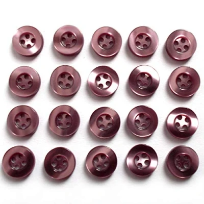 Image of Shiny 4 Hole Shirt Buttons 11mm Wide Pack of 20 (Mauve)