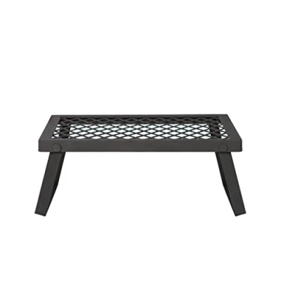 Image of Amazon Basics Medium Portable Folding Campfire Camping Grill Grate, Black Steel
