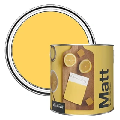 Image of Rust Oleum Colours Matt Emulsion Wall and Ceiling Paint Lemon Jelly 2.5L