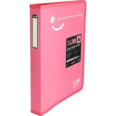 Image of Grafoplás 30121653 Ring Binder, A4+, Light Pink, 4 Rings 25 mm, Polypropylene, Like Smile