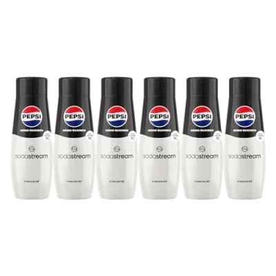 Image of Sodastream Set of 6 x Pepsi Max concentrates, sugar free, 100% original flavour, with measuring cap, 440 ml.
