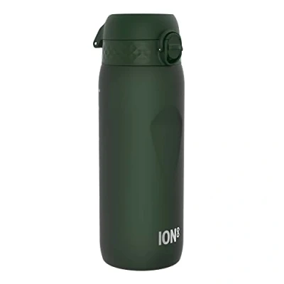 Image of ION8 Water Bottle, 750 ml/24 oz, Leak Proof, Easy to Open, Secure Lock, Dishwasher Safe, BPA Free, Flip Cover, Carry Handle, Soft Touch Contoured Grip, Clean, Odour Carbon Neutral, Green