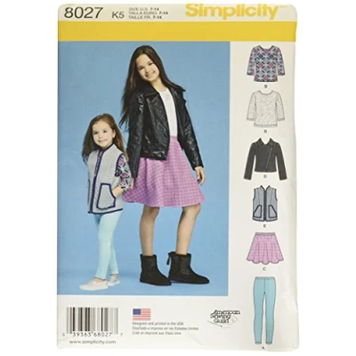 Image of Simplicity Sewing 8027K5 Child&#039;s and Girls&#039; Sportswear Pattern, Paper, White, K5 (7 8 10 12 14)