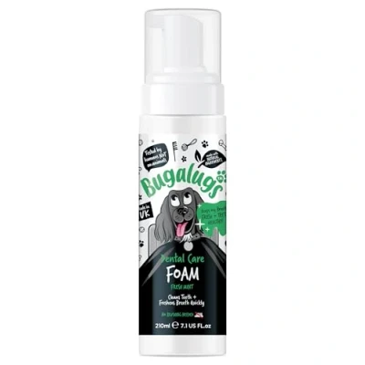 Image of BUGALUGS Dog Breath Freshener Dental Care Foam. Clean Teeth, Healthy Gums &amp; Fresh Natural plaque remover tartar for teeth No Brushing Needed (Dog 210ml Foam)