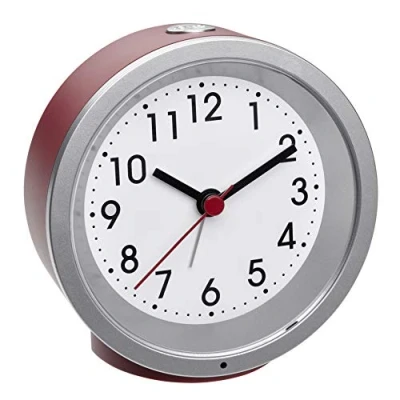 Image of TFA Dostmann Analogue Alarm Clock 60.1034.05 Non Ticking with Backlight Red, (L) 103 x (B) 39 (H) 99 mm