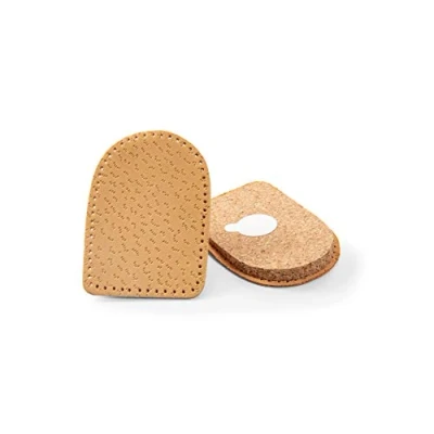 Image of Kaps Orthotic Heel Lift Raise, Genuine Leather and Natural Cork, With Self Adhesive Backing, Shock Absorbing Support, Relief Achilles Tendonitis, Men / UK 7 12 EUR 40 46, Beige
