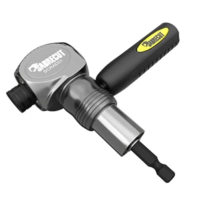 Image of 1 x SabreCut SCRAD01 Heavy Duty 1/4 Inch Compact Right Angle Impact Driver Bit Holder with 360 Degrees Rotatable Handle &amp; Spring Loaded Knurled Quick Release Collar