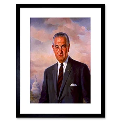 Image of Wee Blue Coo Painting Portrait Shoumatoff President Lyndon Johnson Framed Wall Art Print