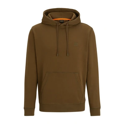 Image of BOSS Mens Wetalk Cotton terry hoodie with logo patch