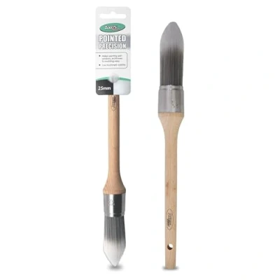 Image of Axus Decor Pointed Precision Paint Brush (Grey Color) 25mm For All Sash Windows, Architraves &amp; Mouldings, Smooth Finish, Eco friendly Bamboo Handles, Anti Rust Stainless Steel, Synthetic Filaments