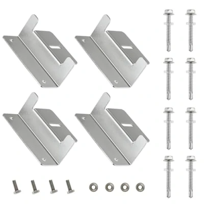 Image of Hicello 4PCS Solar Panel Bracket, Silver Aluminum Z Mounting Bracket Holders for RV, Boat, Wall, Yacht and Other Off Gird Installation