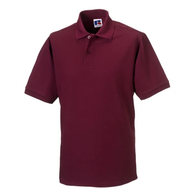Image of Russell Athletic Mens Polycotton Pique Hardwearing Polo Shirt (Burgundy) Size 4XL
