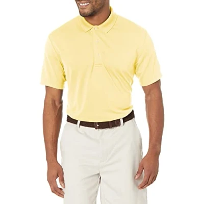 Image of PGA TOUR Men&#039;s Airflux Solid Mesh Short Sleeve Golf Polo Shirt, Pale Banana, 4XL