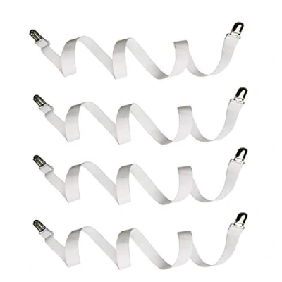 Image of Auivguiv Bed Sheet Clips Straps Adjustable Long fitted Suspenders,Hold In Place Firmly,Fit for Single,King,Queen Mattress (White)