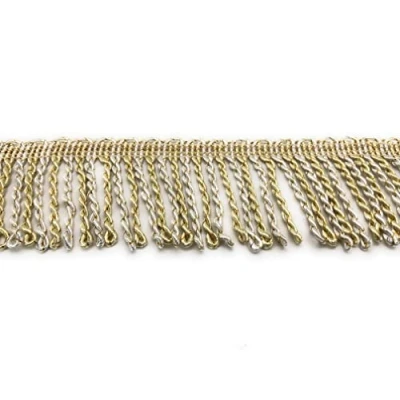 Image of Mnj Trimmings 10 METRES Bullion Fringe, 7.5CM Wide, Upholstery Fringing (Gold &amp; Cream)