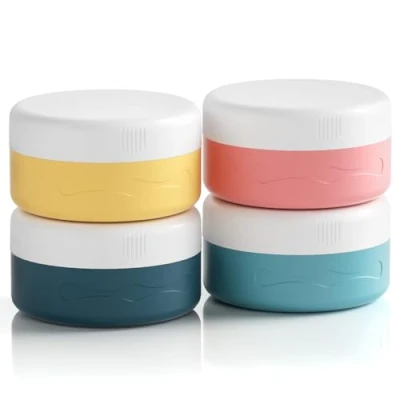 Image of Euqvunn Travel Pots for Toiletries TSA Approved, Containers 40ml Leak proof Cream, Essentials with Clear Bag Cosmetic Face Body Hand Cream (4 Pack)