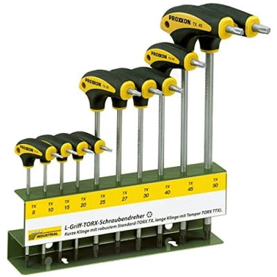 Image of Proxxon 22652 Screwdriver Set with L Handle, 10 Pieces, Tamper Torx Holder