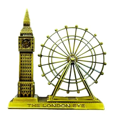 Image of Bells Box Big Ben &amp; Rotating London Eye Alloy Metal Figurine Souvenir Landmark Decoration Model Statue