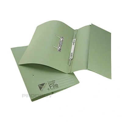 Image of [5 Pack] Green Foolscap Pocket Transfer Spring Files 285gsm 32mm Capacity
