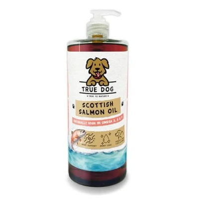 Image of True Dog 100% Pure Scottish Salmon Oil 500ml for Dogs &amp; Cats Omega 3, 6 9 Skin and Coat health Joint Mobility Support