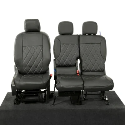 Image of UK Custom Covers To Fit Toyota Proace City (2018 Onwards) Front Seat Single Diamond Bentley Stitch Leatherette (Black) SC954B