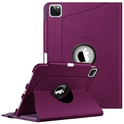 Image of FINTIE Rotating Case Compatible with iPad Pro 11 inch (2022/2021/2020/2018, 4th/3rd/2nd/1st Generation) 360 Degree Swiveling Stand Cover w/Pencil Holder, Auto Wake/Sleep, Purple