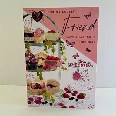 Image of Words n Wishes Lovely Friend Fabulous Birthday Card Afternoon Tea Present