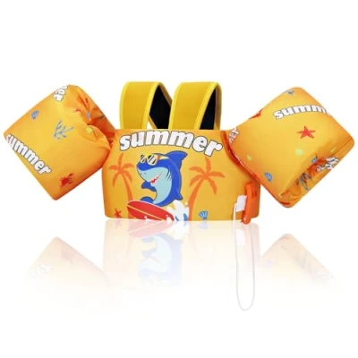 Image of MoKo Swim Arm Band for Kids 20 30 40 50lbs, Clearance Toddler Vest Cute Cartoon Swimming Wings Pool Floats Sleeve Children Water Sports Learning Training Equipment, Yellow Shark Skateboard
