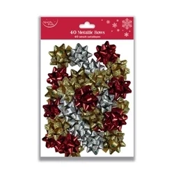 Image of Eurowrap x40 Traditional Metallic Bows Red/Gold/Silver (Pack of 12)