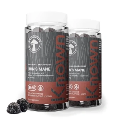 Image of Known Tasty Lion’s Mane Plus Gummies 1000mg Mane, Iodine, Niacin Cognition Natural Blueberry Flavour 60 Vegan Gummies, 2 Month Supply
