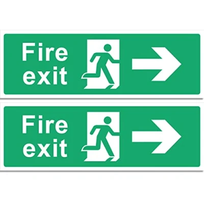 Image of RubiGo 1/2/4/6 Pack of Fire Exit Sign (RIGHT ARROW) Signs Self Adhesive 30 X 10cm Escape Sticker Emergency Signage (2)