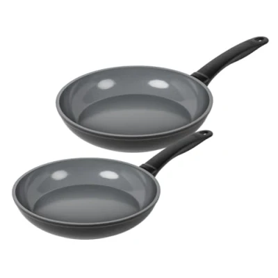 Image of Kuhn Rikon PFAS Free Easy Ceramic Induction Frying Pan, Set of 2, 24cm and 28cm. Made from 100% Recycled Aluminium. Oven Safe Pan with Stay Cool Handle Lifetime Cookware Guarantee