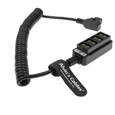 Image of Alvin&#039;s Cables D Tap to 4 Dtap Female Coiled Splitter Cable for ARRI RED Cameras TILTA Steadicam IDX Battery