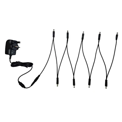Image of 9V Guitar Effects Pedal Power Supply Adapter + 6 7 8 Or 9 Daisy Chain Splitter