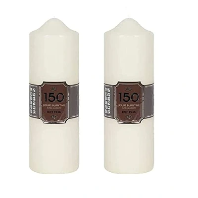 Image of PHG Decorative Long Lasting Pillar Candle Set Slow Burning Giant for Home Decor with 150 Hour Burn Time Smokeless Votive Candles White (Pack of 2)