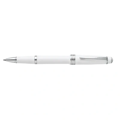 Image of CROSS Bailey Light Refillable Click Off Cap Plastic Rollerball Pen with Resin Finish, Medium Gel Ink Rollerball, includes Premium Gift Box and Black Cartridge, 1 Pack, Polished White