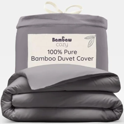 Image of Dark Grey Duvet Cover Double Bamboo 200x200 cm Anti Allergy Soft Set Bedding Warm Bed Bambaw