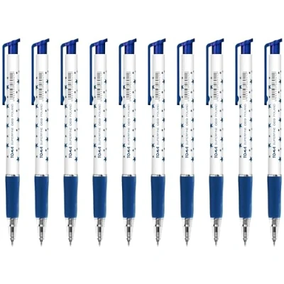 Image of Ballpoint Pens, Retractable Smudge Free Extra Fine Point 0.5 mm, Ideal for School, Office, Everyday Use (Blue, 10 Pens)