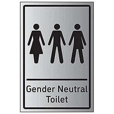 Image of V Safety Gender Neutral Toilet 150mm x 200mm 1.6mm Aluminium Effect Rigid Plastic