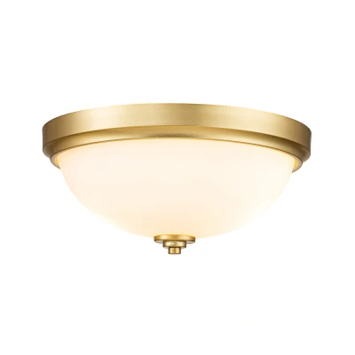 Image of Feiss Malibu Bowl Semi Flush Ceiling Light Brushed Brass, IP44