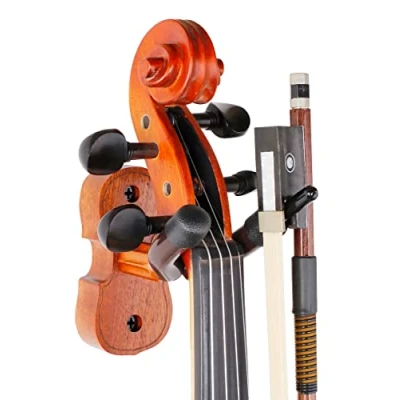 Image of Wall Mount Violin Hanger Hook, Mahogany Wood Holder Stand for Home Studio String Instrument Accessories