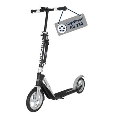 Image of HUDORA BigWheel Air 230 scooter Kick with/without handbrake Sturdy aluminium with pneumatic tyres Height adjustable city for up to 120kg