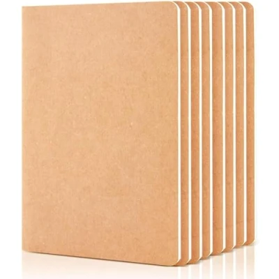 Image of feela 8 Pack Blank Kraft Notebooks A5, 60 Pages Notepad Journal Bulk, Soft Brown Cover Multipack for Students Travelers Making Plans, Writing Memos Office School Supplies, 14X21cm