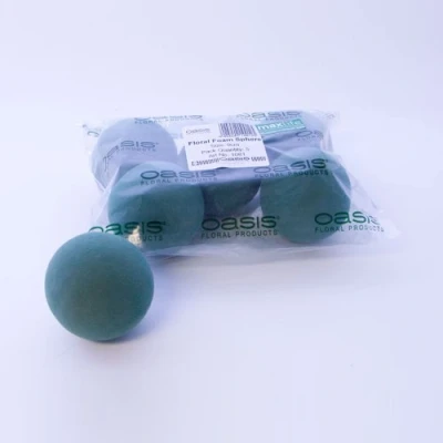 Image of 5 x Oasis Ideal 9cm Round Sphere Ball Wet Foam for Florist Floral Craft Flowers Floristry Weddings Topiary Designs &amp; Displays