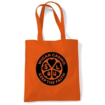 Image of Tribal T Shirts Wigan Casino Keep The Faith Tote/Shoulder Bag (Orange)