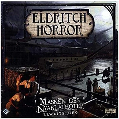 Image of Fantasy Flight Games, Eldritch Horror Masks of Nyarlathotep, Expansion, Expert Game, Strategy 1 8 Players, From 14+ Years, 120+ Minutes, German