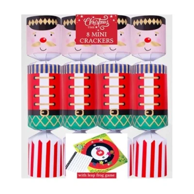 Image of YöL Pack Of 8 Mini Christmas Crackers Nutcracker Soldier Xmas Eve Family Game