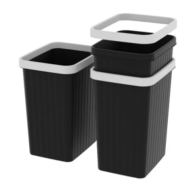 Image of Cetomo 8.2L*3 Set, Wastebasket Trash Can, Waste Basket,Paper Bin, Garbage Can Bin for Bathrooms, Kitchens, Home Offices, Dorm Rooms black