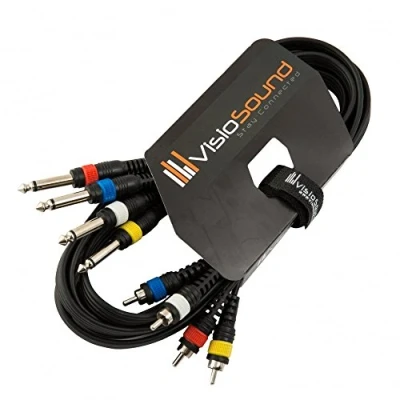 Image of 4 Way 3m 6.35mm 1/4&quot; Mono Jack to RCA Phono Loom/Effects Patch/Channel Cable