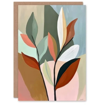 Image of Artery8 Greeting Card Modern Botanical Leaves Plant Lover Painting Blank For Him Or Her Art Birthday